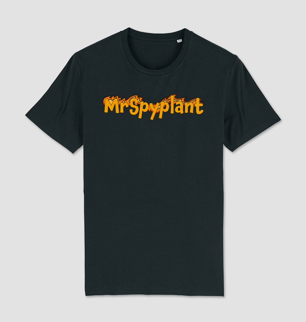 MrSpyplant Flamme Tekst Sort T-Shirt